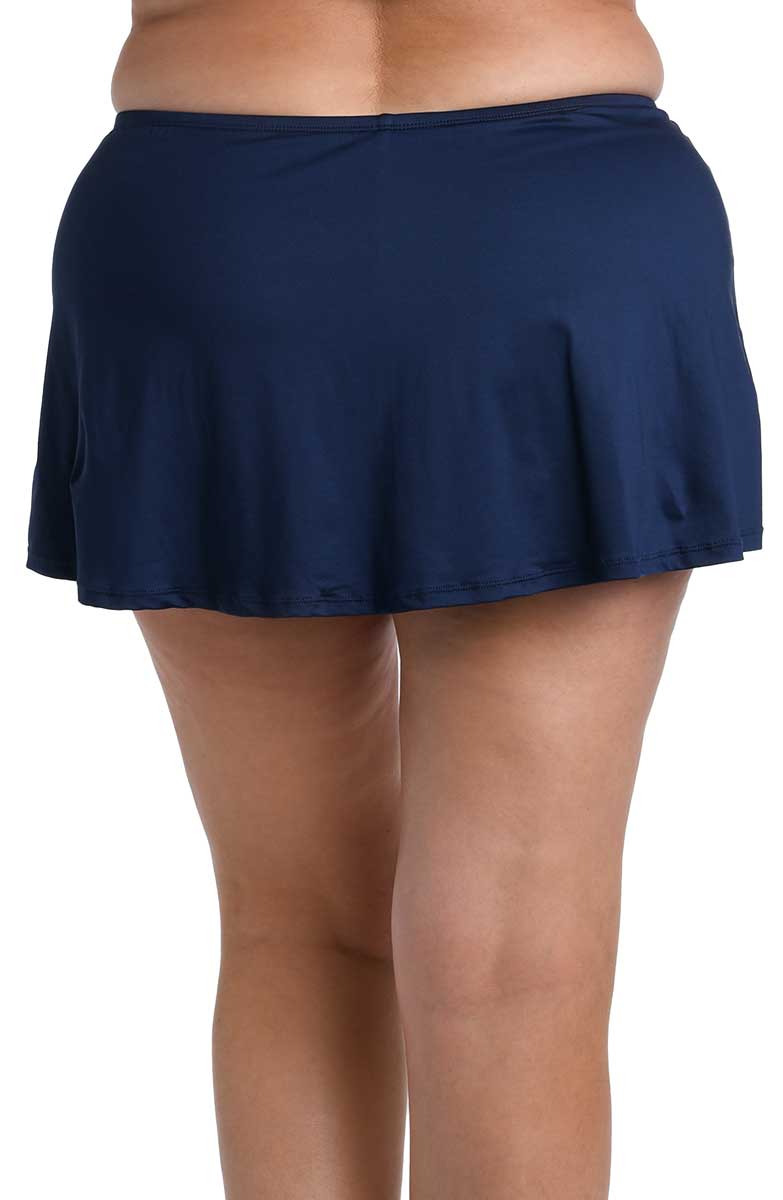 24th & Ocean: Plus Size Solid Skirted Swim Bottom - MIDNIGHT