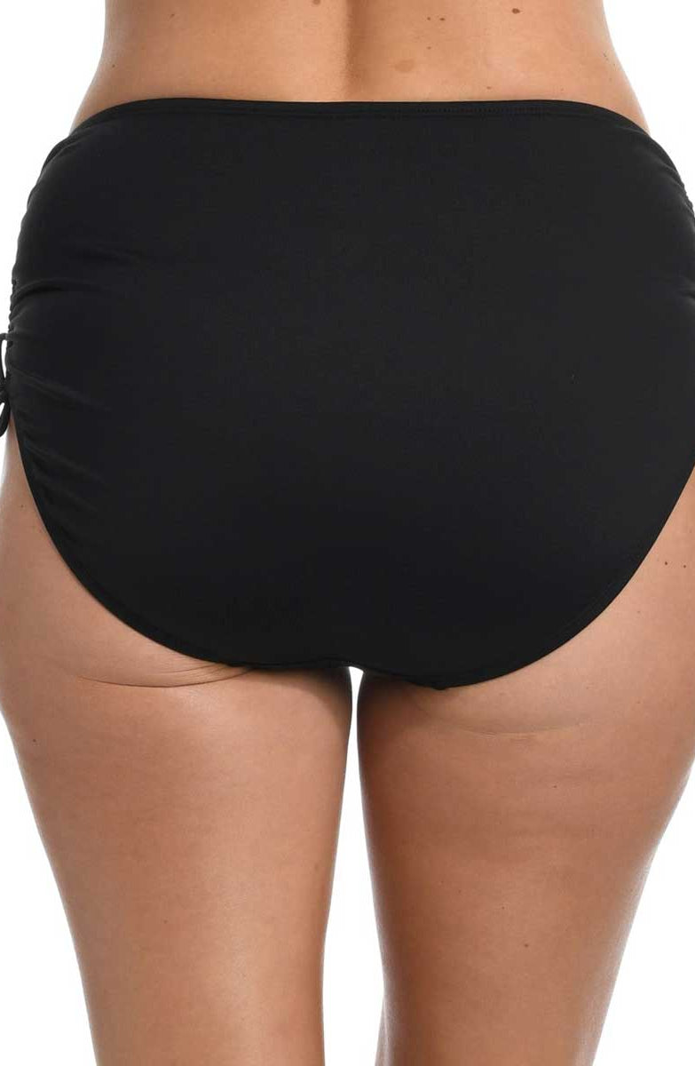 24th & Ocean: Plus Size Solids Mid Waist Adjustable Hipster Bottom - BLACK