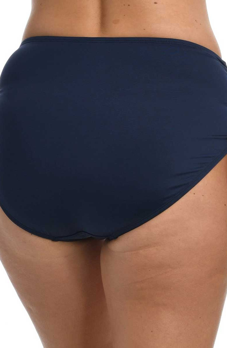 24th & Ocean: Plus Size Solids Mid Waist Adjustable Hipster Bottom - MIDNIGHT