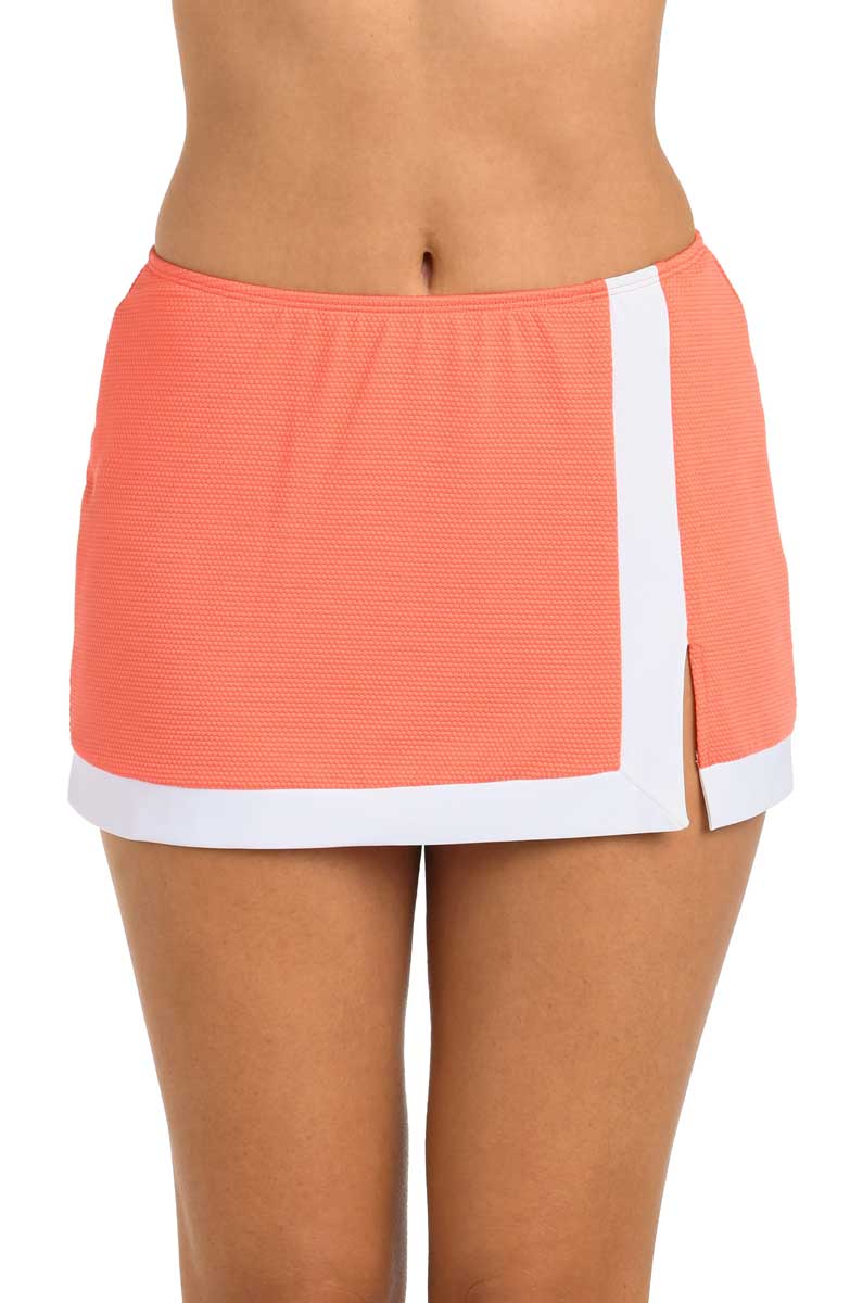 24th & Ocean: Santorini Block Swim Skort Bottom - CORAL