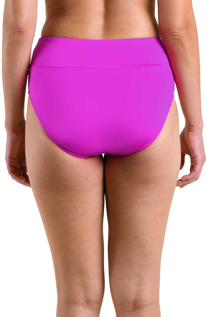 24th & Ocean: Solid High Waist Spliced Bikini Bottom - ORCHID