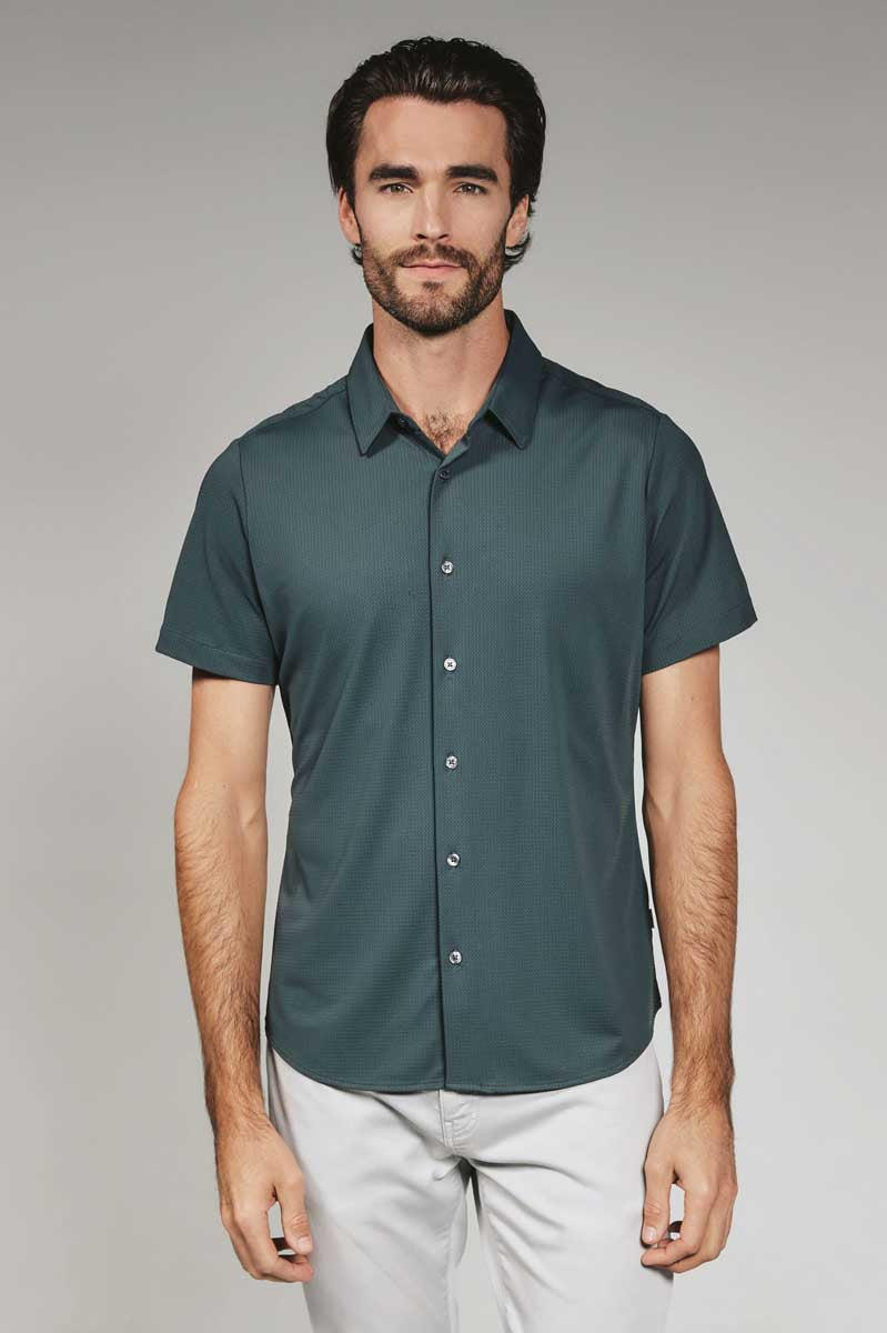 7Diamonds: Aldridge Short Sleeve Shirt - PTROLNVY