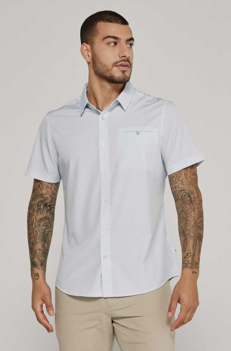 7 Diamonds: Ardon Short Sleeve Shirt - DUSTYBLU