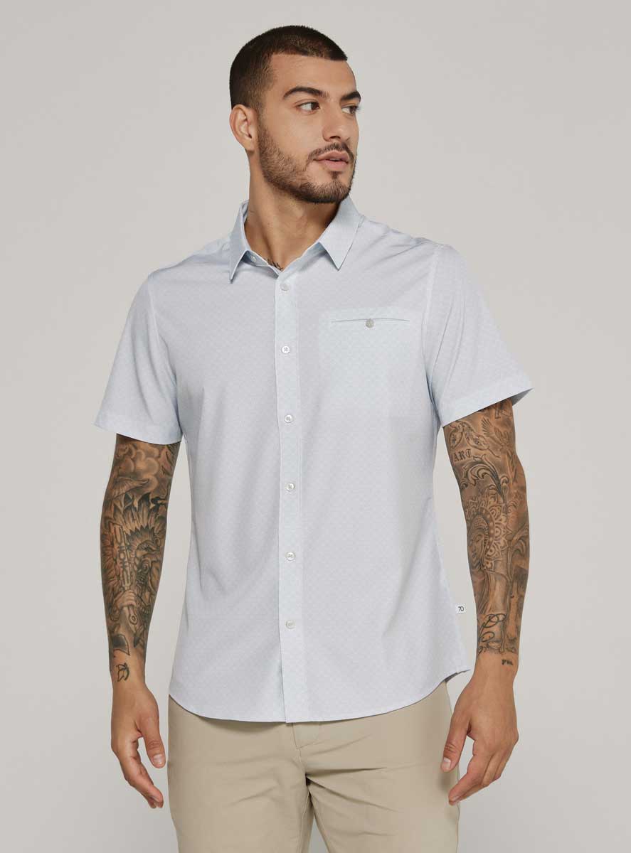 7 Diamonds: Ardon Short Sleeve Shirt - DUSTYBLU