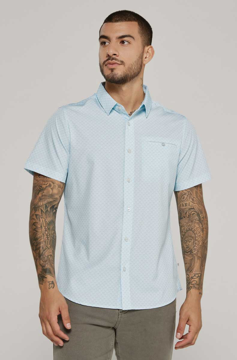 7 Diamonds: Ardon Short Sleeve Shirt - SEAFOAM