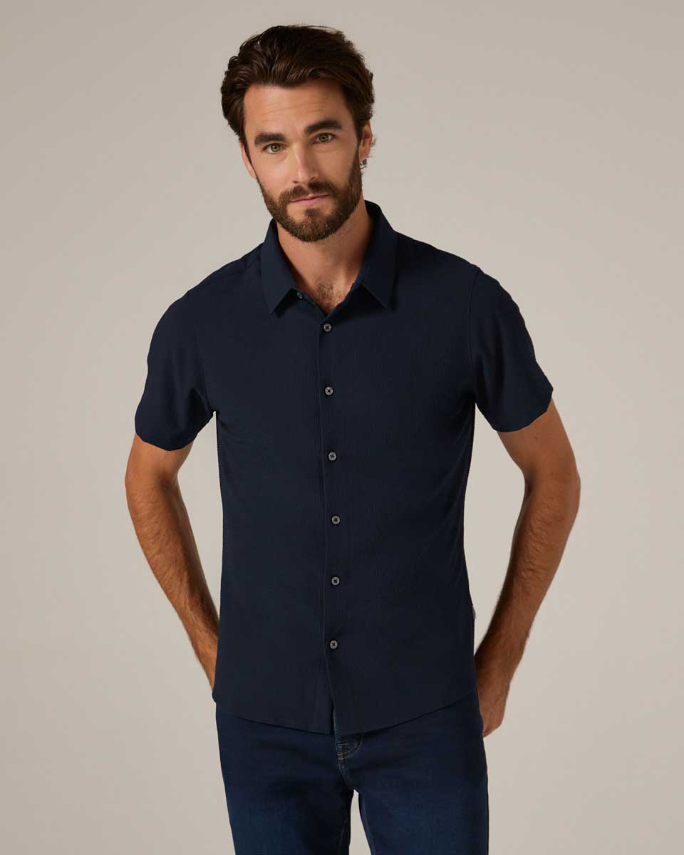 7Diamonds: Barnes Short Sleeve Shirt - NAVY