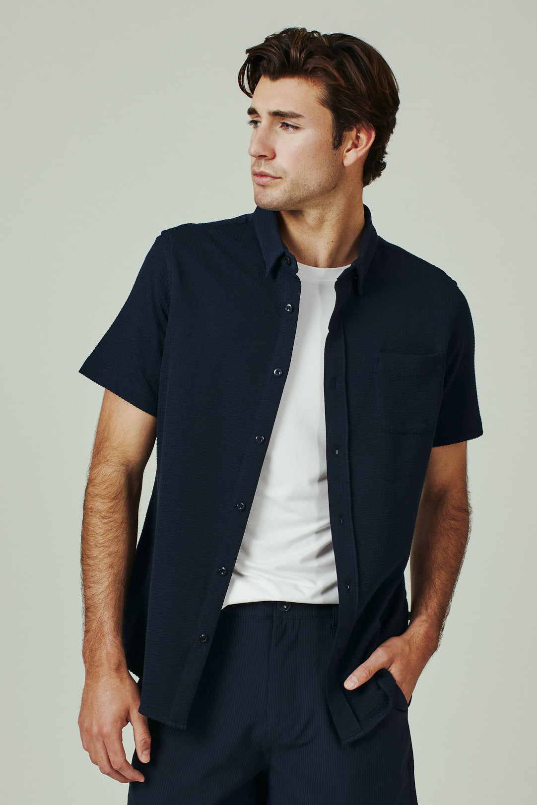 7Diamonds: Bennet Short Sleeve Shirt - NAVY
