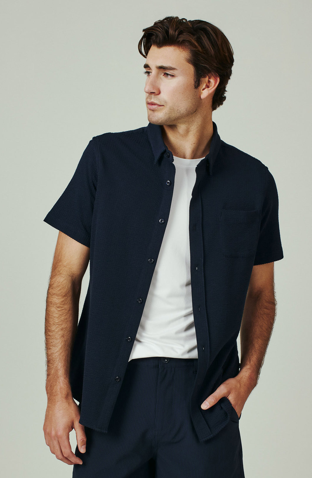 7Diamonds: Bennet Short Sleeve Shirt - NAVY