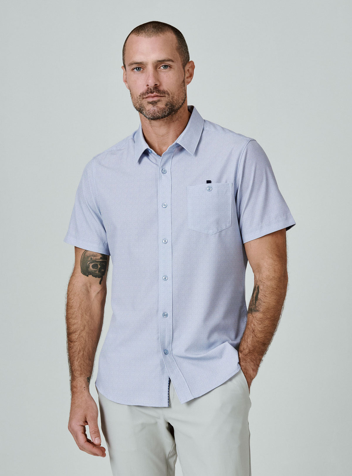 7 Diamonds: Cortes Short Sleeve Shirt - DSTYBLUE