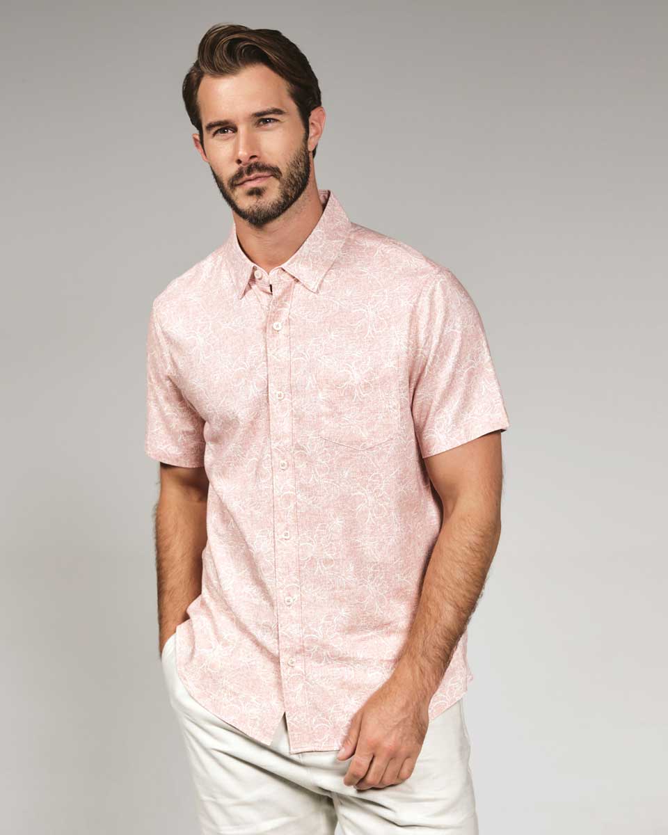 7 Diamonds: Fontaine Short Sleeve Shirt - CORAL