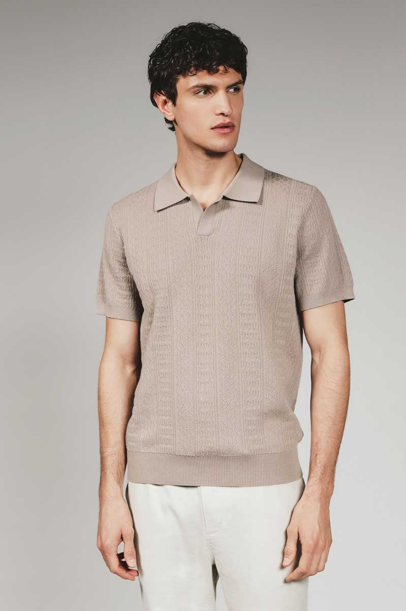 7Diamonds: Gavin Sweater Polo - TAUPE