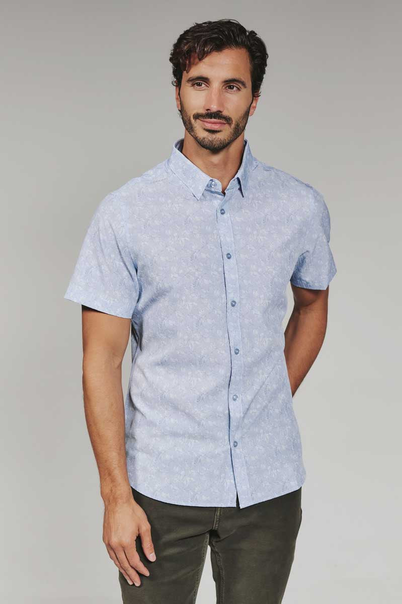7 Diamonds: Hollis Short Short Sleeve Shirt - LT.BLUE