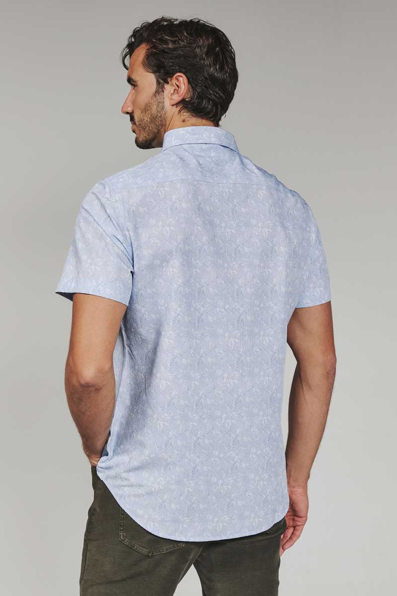 7 Diamonds: Hollis Short Short Sleeve Shirt - LT.BLUE