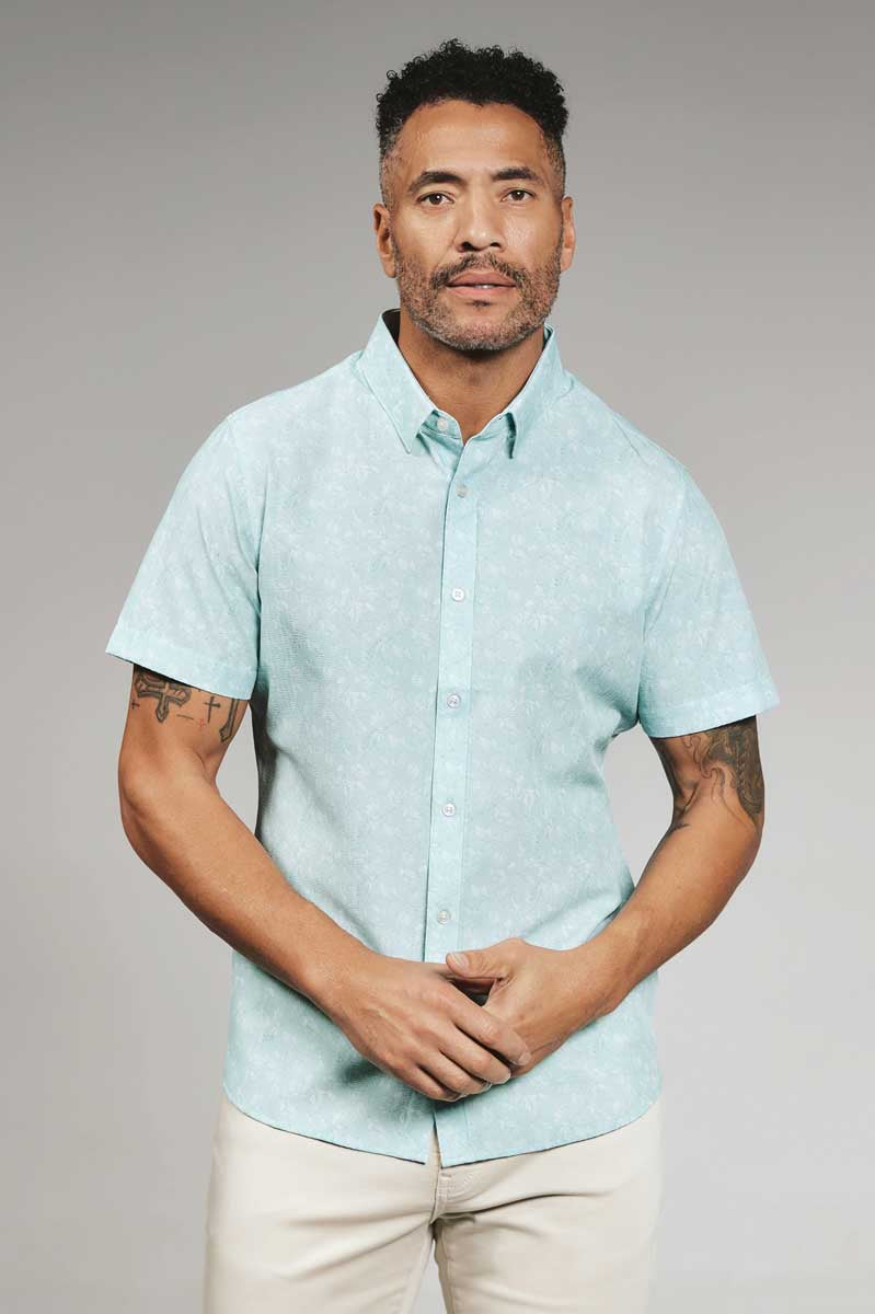 7 Diamonds: Hollis Short Short Sleeve Shirt - SEAFOAM