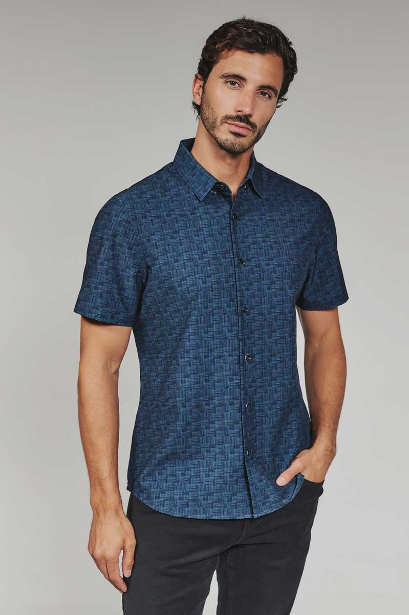 7 Diamonds: Jayden Short Sleeve Shirt - NAVY