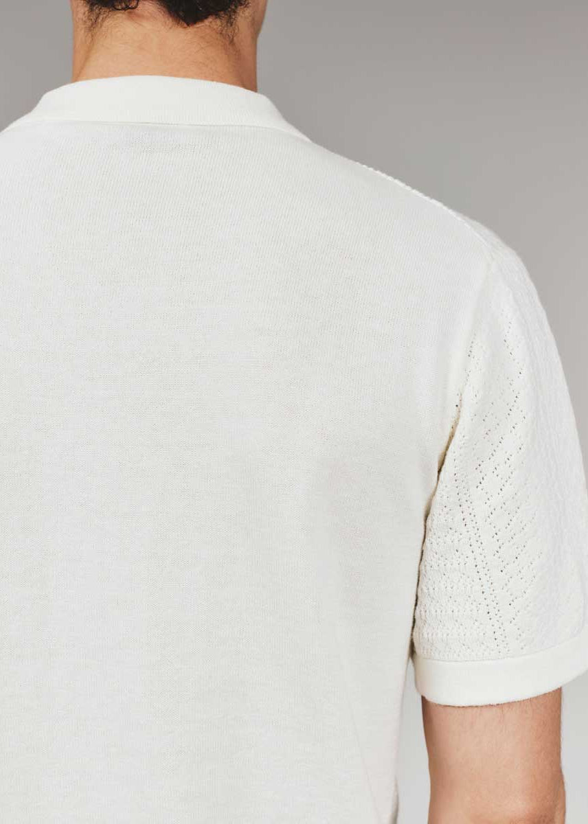 7Diamonds: Jonas Button Up Sweater Polo - NATURAL