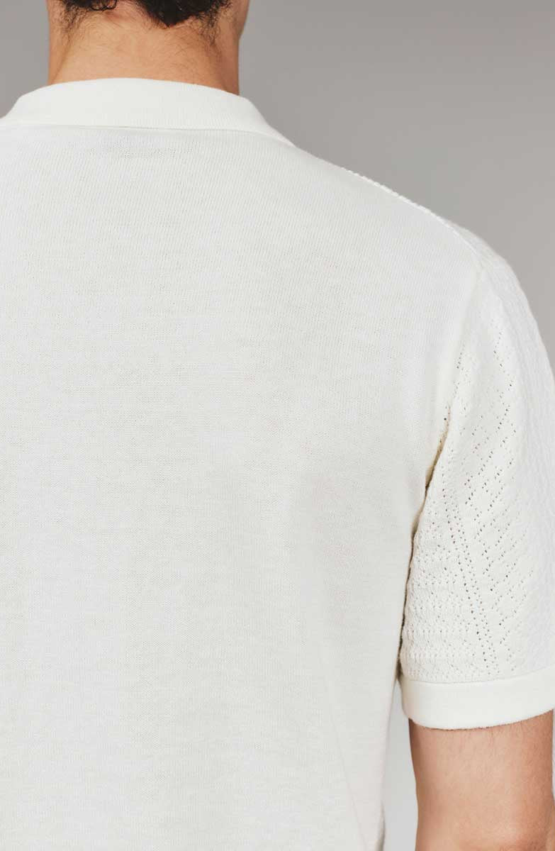 7 Diamonds: Jonas Button Up Sweater Polo - NATURAL