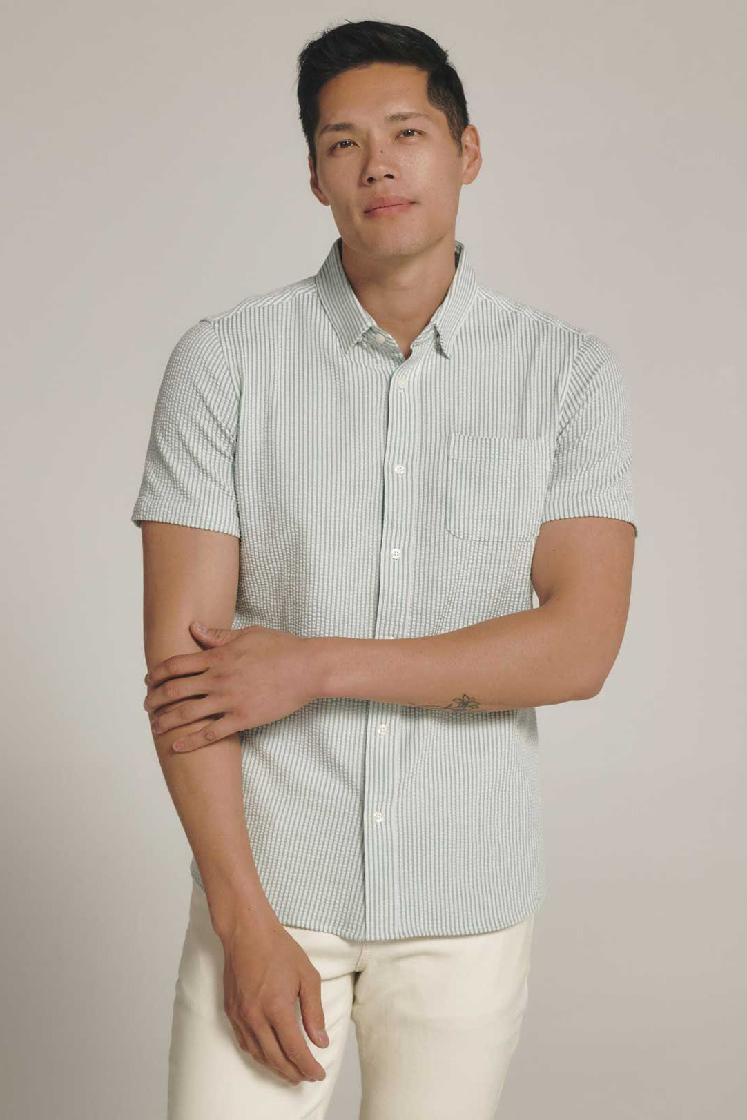 7Diamonds: Keaton Short Sleeve Shirt - SEAFOAM