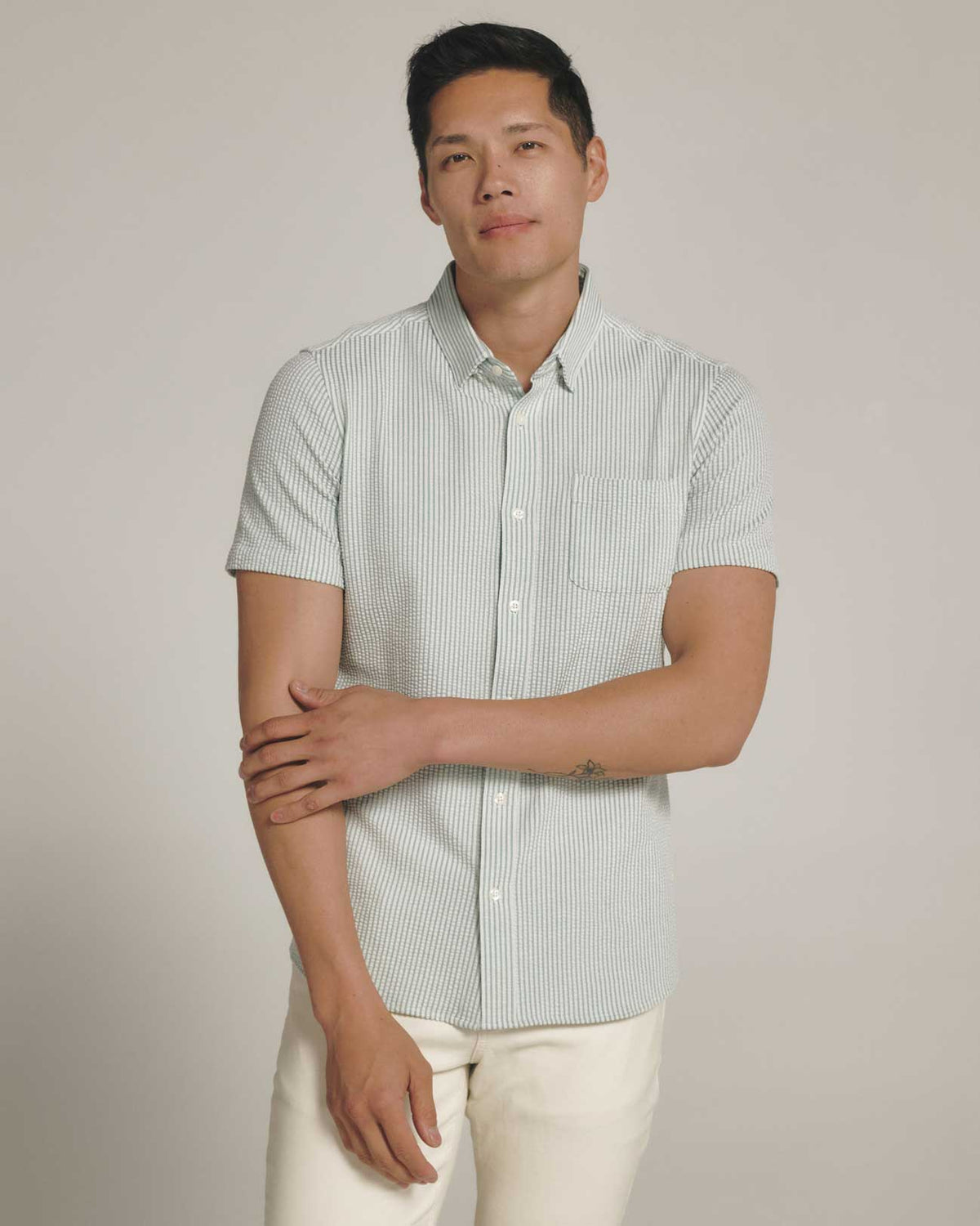 7Diamonds: Keaton Short Sleeve Shirt - SEAFOAM