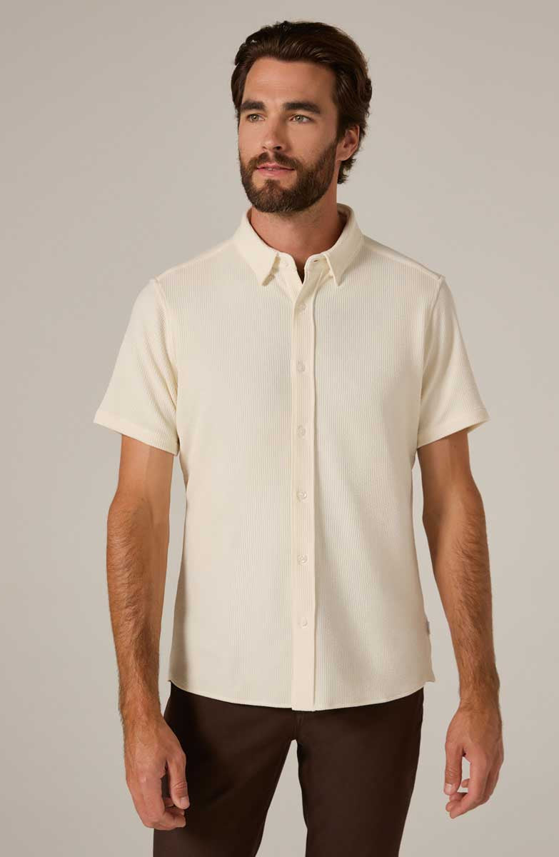 7Diamonds: Levine Short Sleeve Shirt - BIEGE