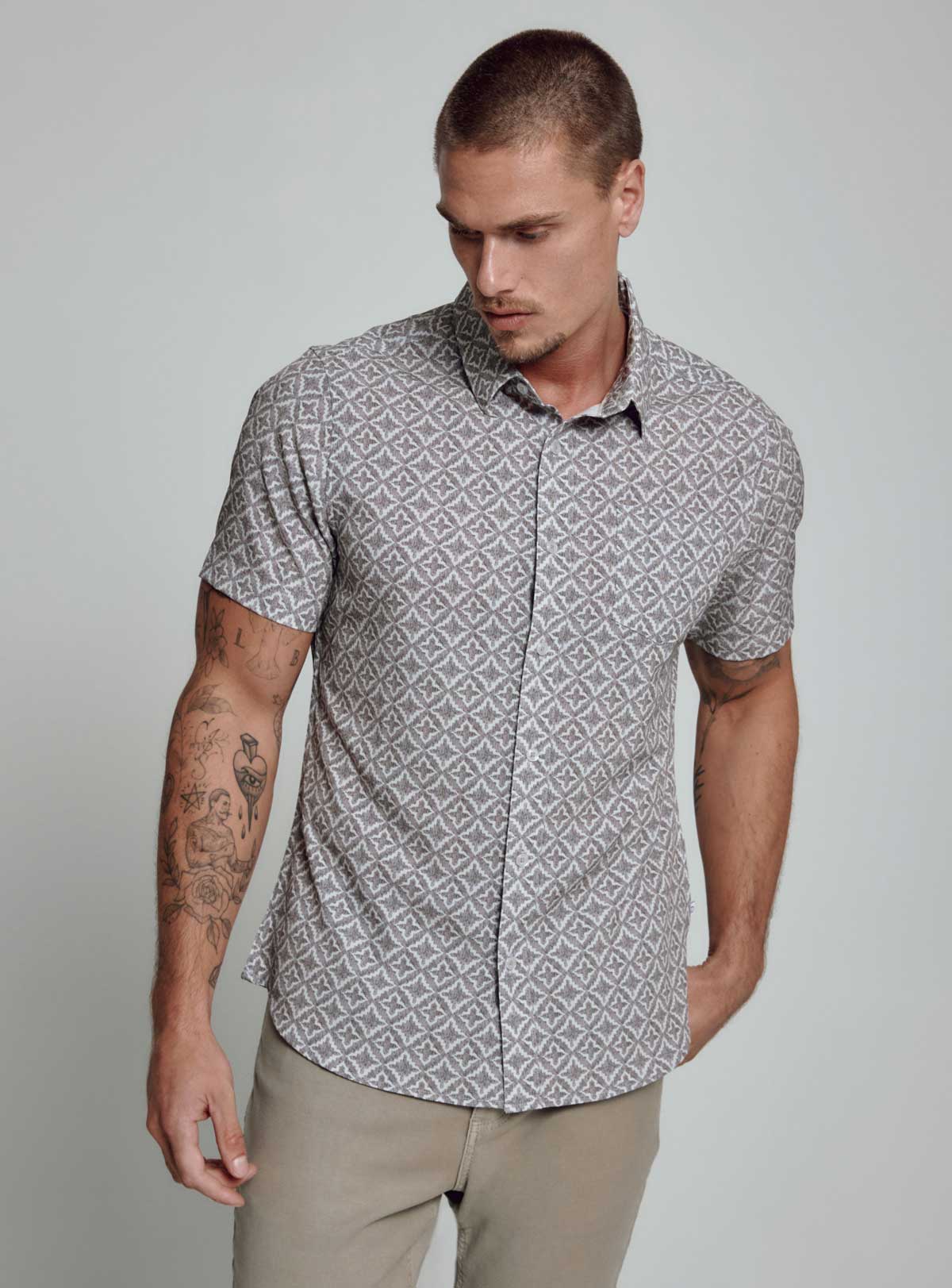 7 Diamonds: Lucca Short Sleeve Shirt - TAN