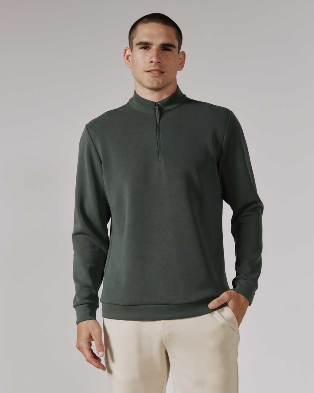 7Diamonds: Rev Quarter-Zip Pullover - BASIL