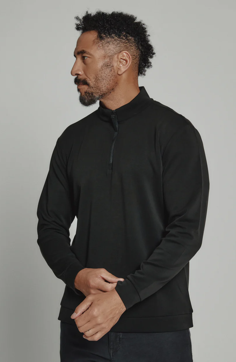 7Diamonds: Rev Quarter-Zip Pullover - BLACK