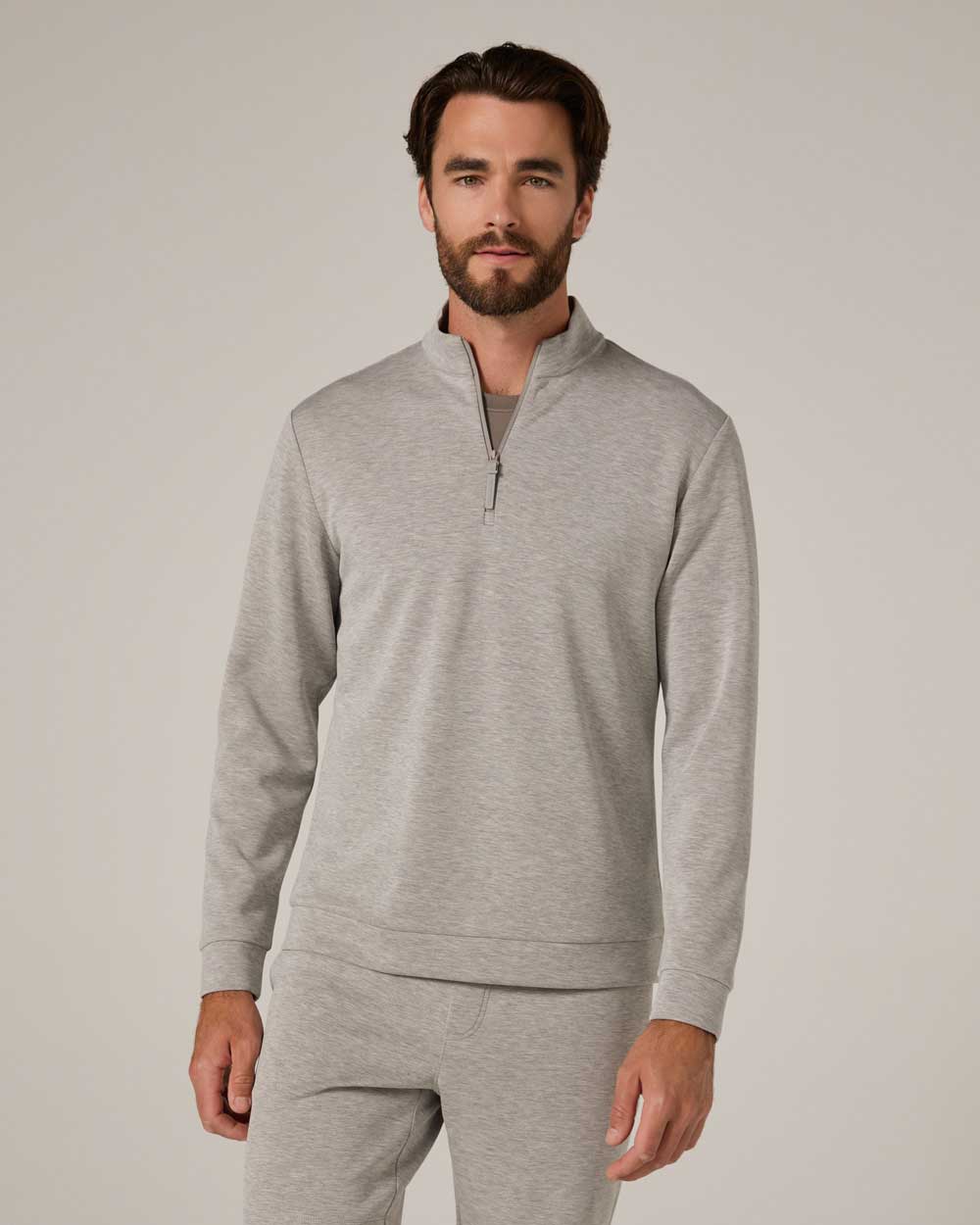 7Diamonds: Rev Quarter-Zip Pullover - HEATHER GREY