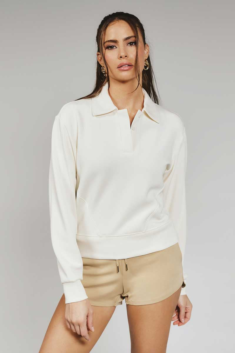 7 Diamonds: Wonen's Rev Polo Pullover - CREAM