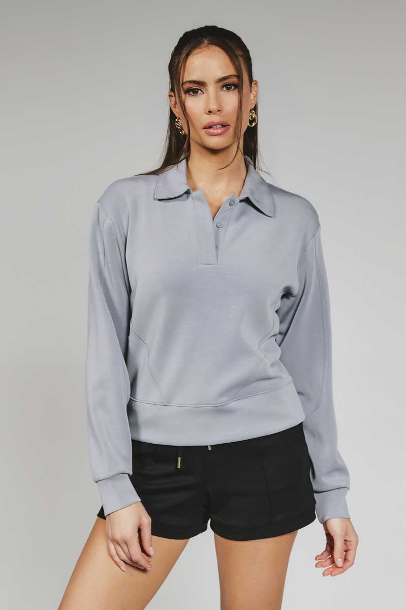 7 Diamonds: Wonen's Rev Polo Pullover - STONEGRY