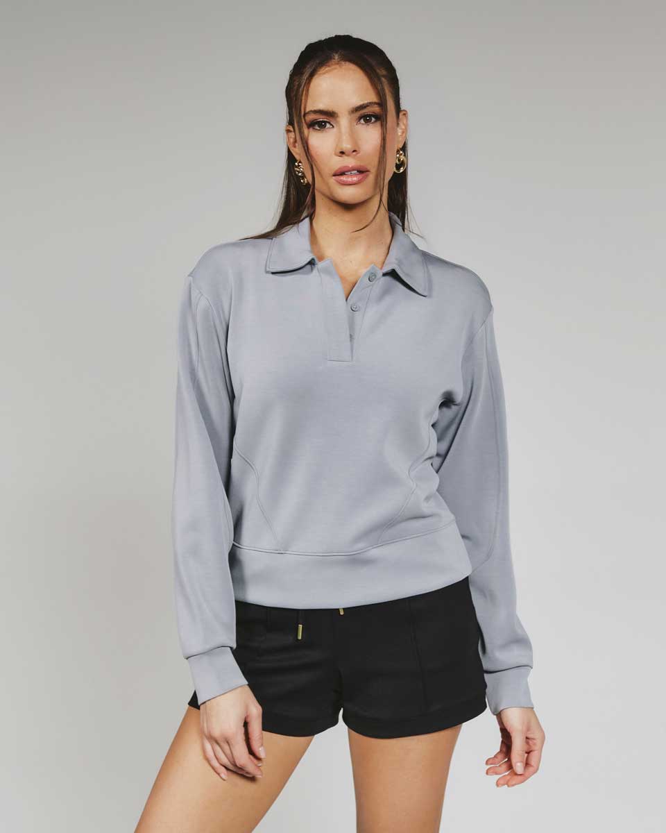 7 Diamonds: Wonen's Rev Polo Pullover - STONEGRY