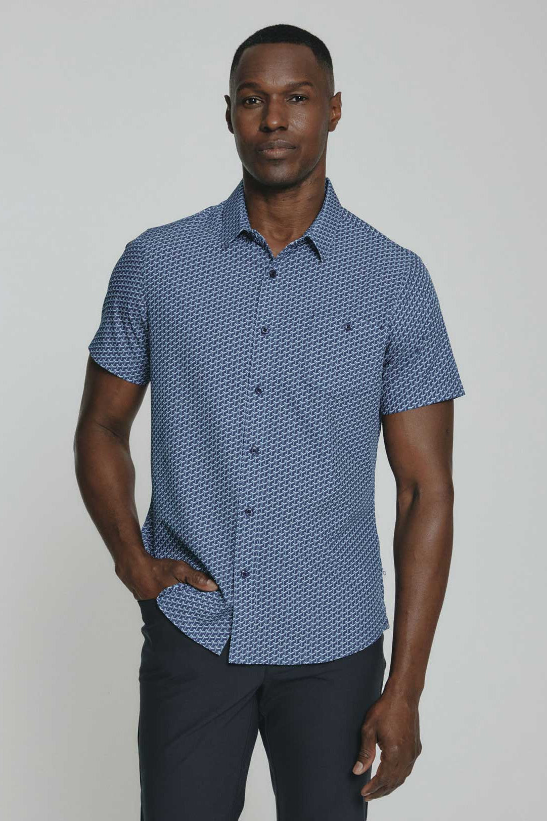 7Diamonds: Wyrie Short Sleeve Shirt - NAVY