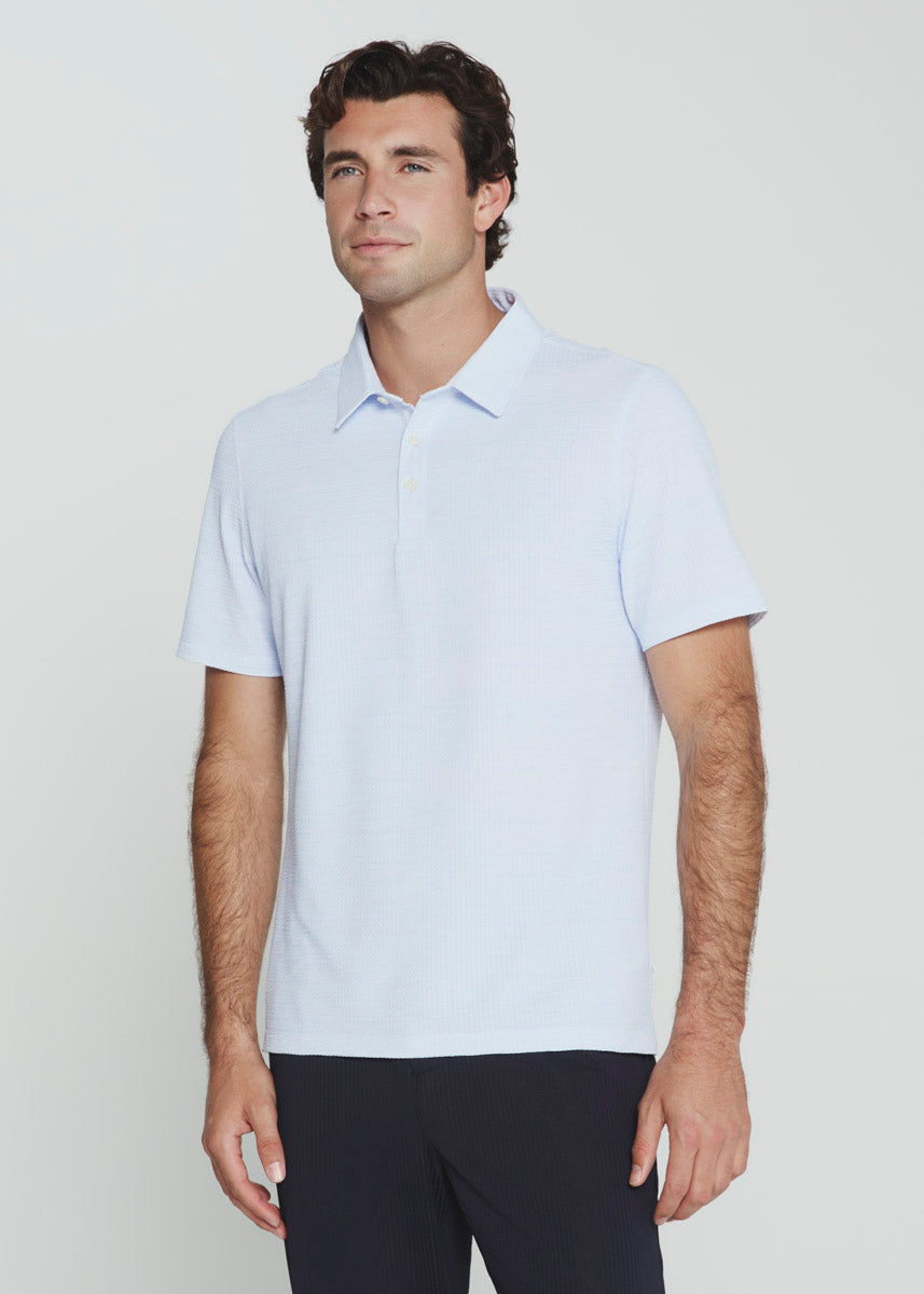 7Diamonds: Alden Seersucker Stretch Polo - LT.BLUE