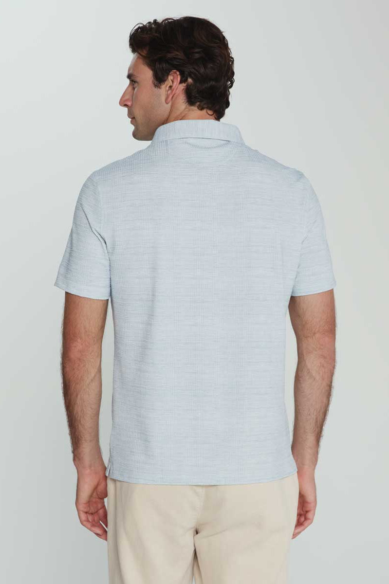 7Diamonds: Alden Seersucker Stretch Polo - MISTBLUE