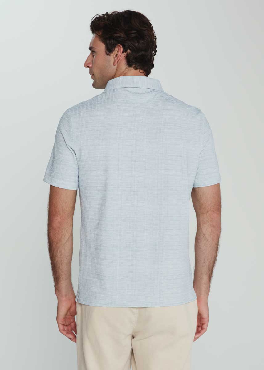7Diamonds: Alden Seersucker Stretch Polo - MISTBLUE