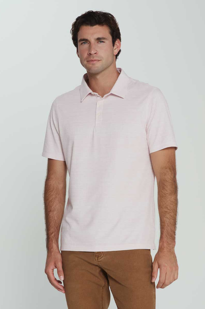 7Diamonds: Alden Seersucker Stretch Polo - QUARTZ