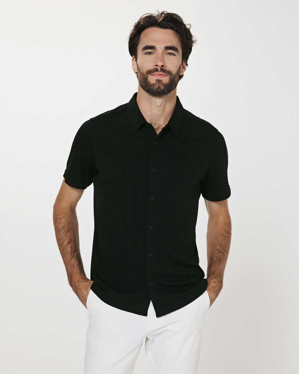 7Diamonds Napoli Short Sleeve Shirt in Black
