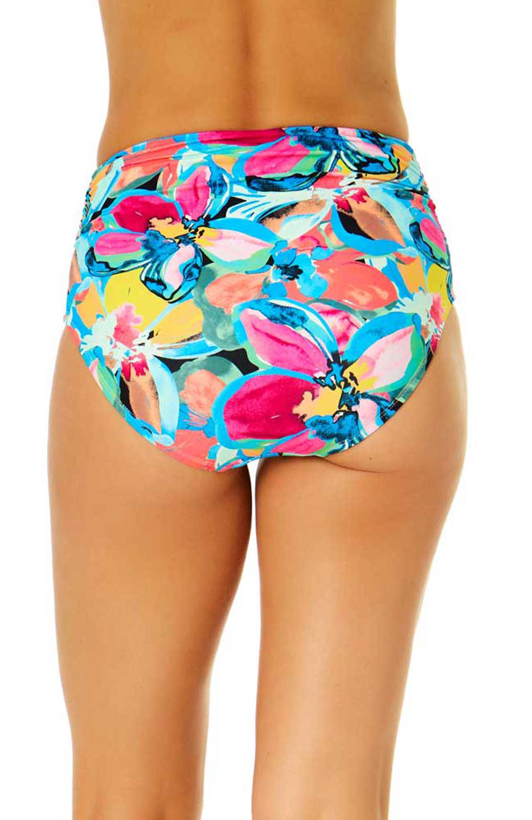 Anne Cole: Amalfi Floral Shirred High Waist Bikini Bottom