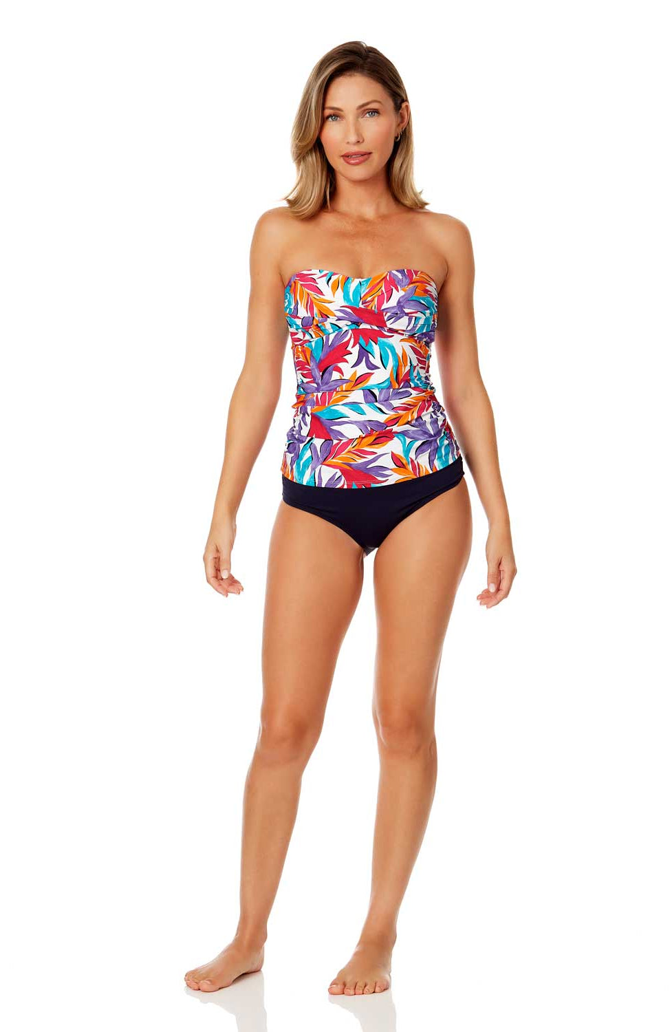 Anne Cole: Dance Floor Palm Twist Front Bandeaukini Top