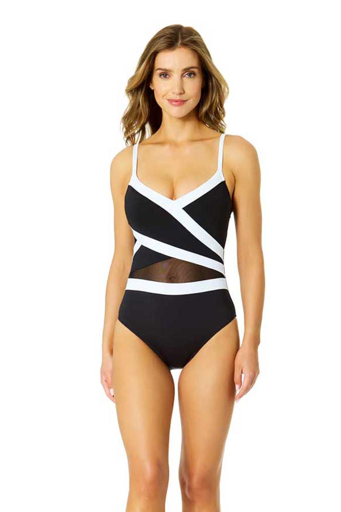 Anne Cole: One Piece Gabor Mesh Insert Swimsuit