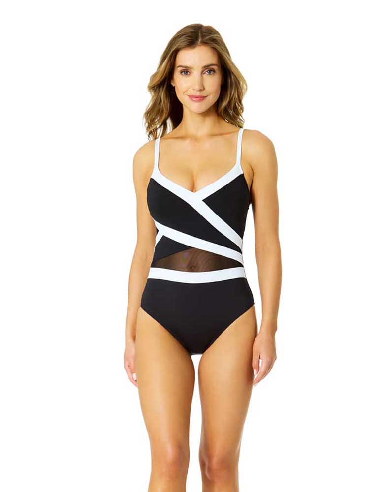 Anne Cole: One Piece Gabor Mesh Insert Swimsuit