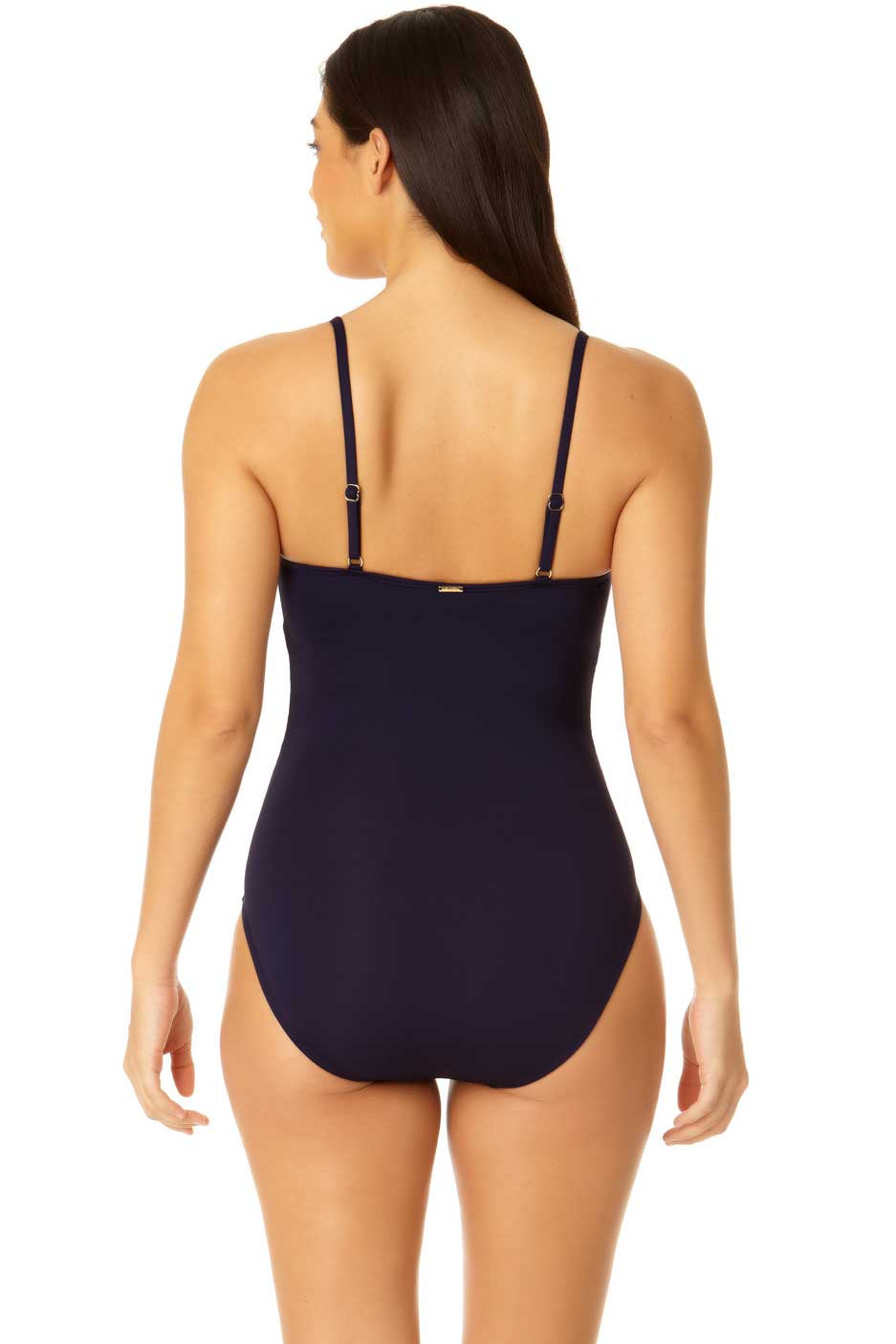 Anne Cole: One Piece Solid Shirred Lingerie Maillot - NAVY