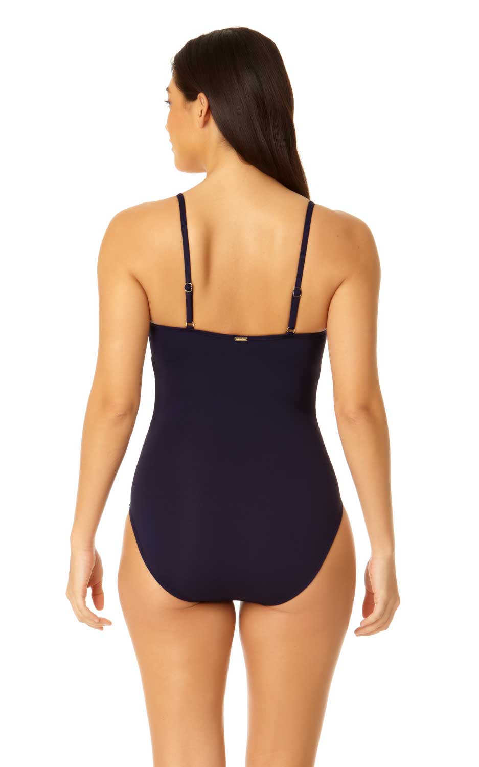 Anne Cole: One Piece Solid Shirred Lingerie Maillot - NAVY