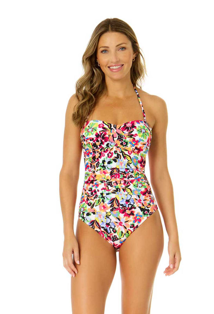 Anne Cole: One Piece Sun Blossom Twist Front Bandeau Swimsuit