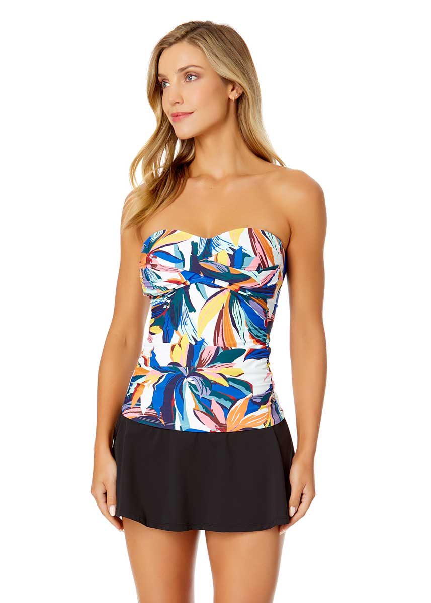 Anne Cole: Riviera Floral Twist Front Bandeaukini Top