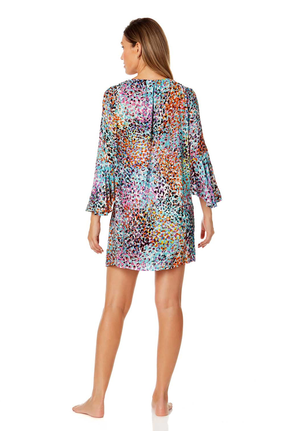 Anne Cole: Sunset Dot Bell Sleeve Tunic Cover Up