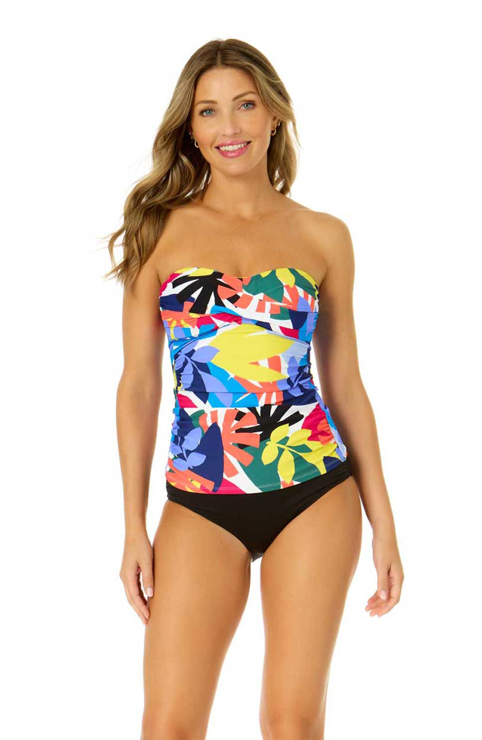 Anne Cole: Tropic Stamp Twist Front Bandeaukini Top