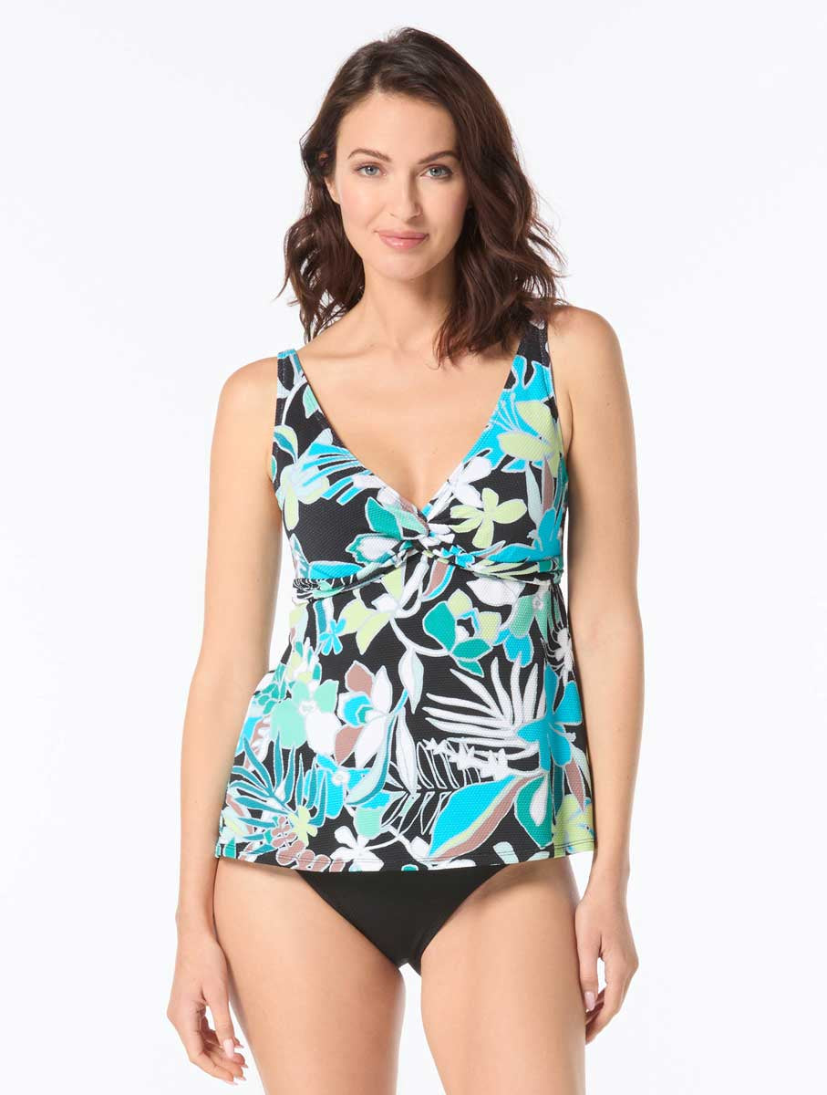 Beach House: Eclectic Bloom Willow Pique Twist Underwire Tankini Top