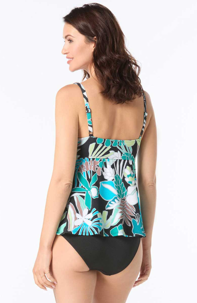 Beach House: Eclectic Bloom Willow Pique Twist Underwire Tankini Top