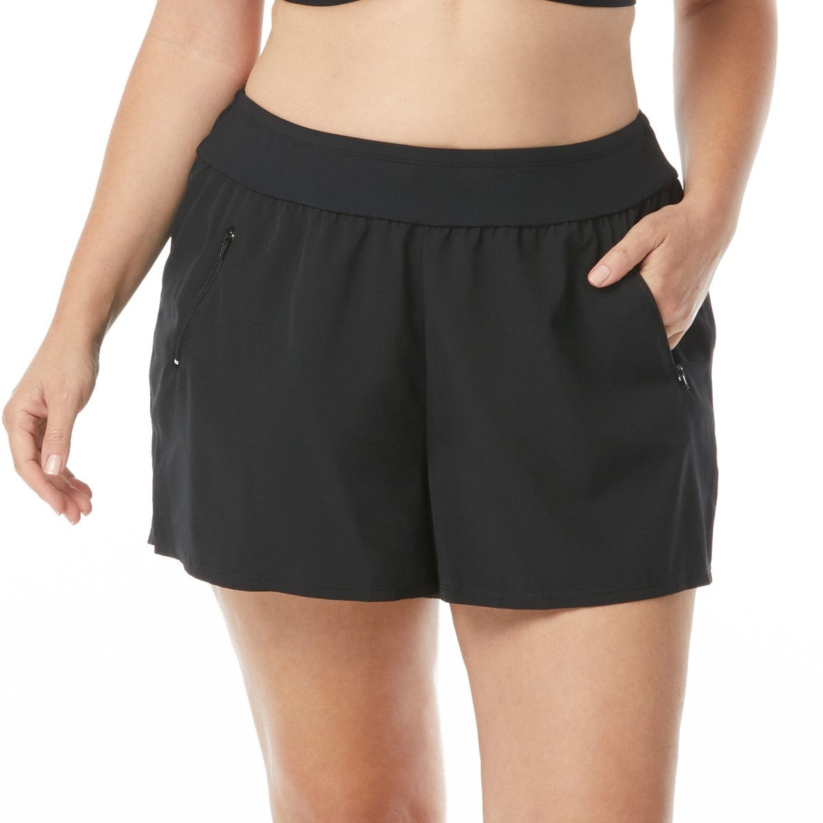 Beach House: Plus Size April Stretch Woven Beach Shorts